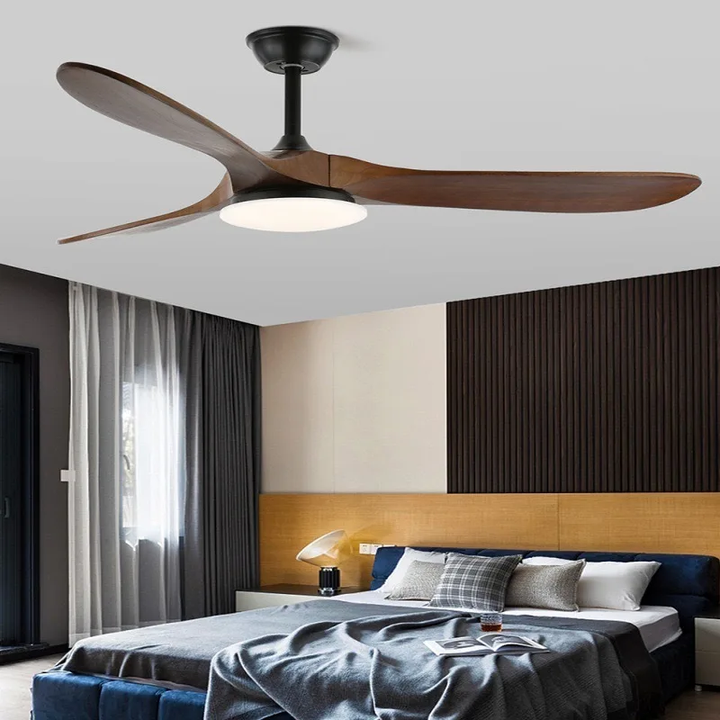 

Retro Solid Wood Variable Frequency High Wind Fan Pendant Light Living Room Dining Room Kitchen Study Personalized Decoration