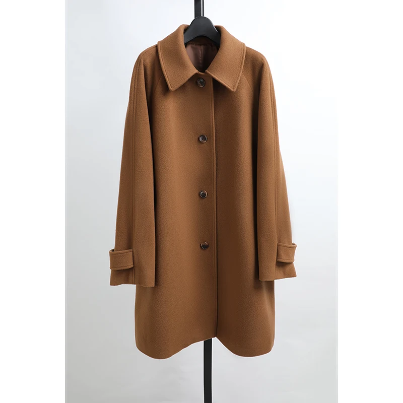 

Awei Clothing Women's Casual Loose Long Wool Camere Coat Autumn Winter Thiened Korean Sle Straight Cut oulder Sve