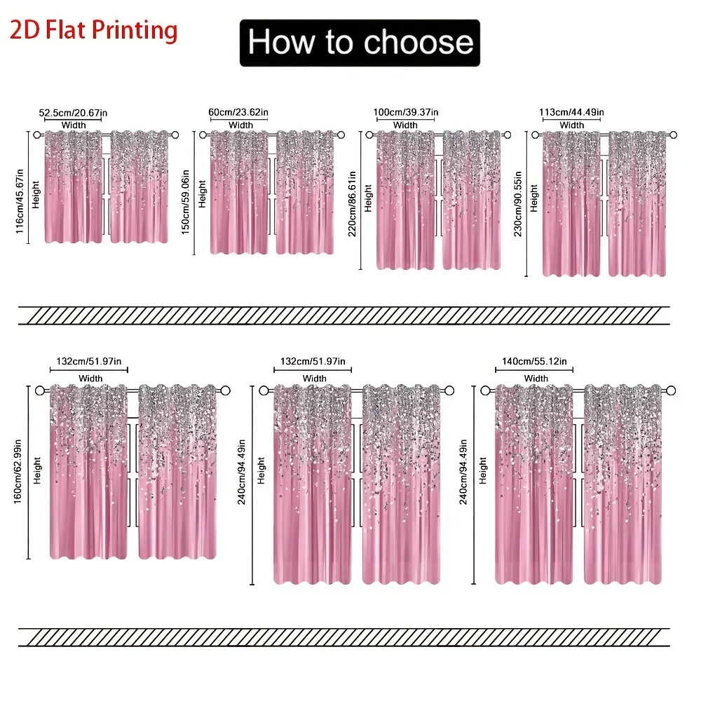 Elegant Pink Curtain Panels with Silver Crystal Waterfall Print for Living Room Home Decor Window Treatment