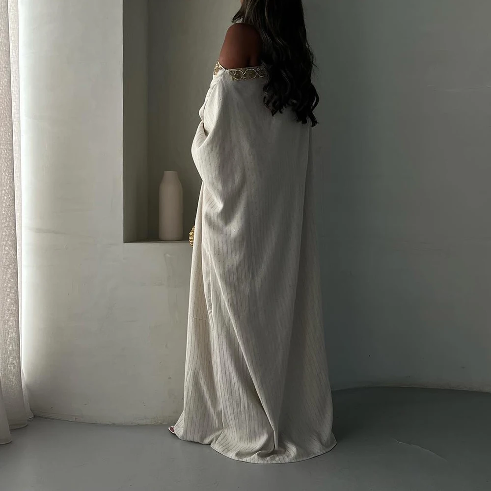 Abiti da sera in jersey con spalle scoperte in cristallo formale personalizzato Moda dritto fino al pavimento Mezze maniche Abiti D