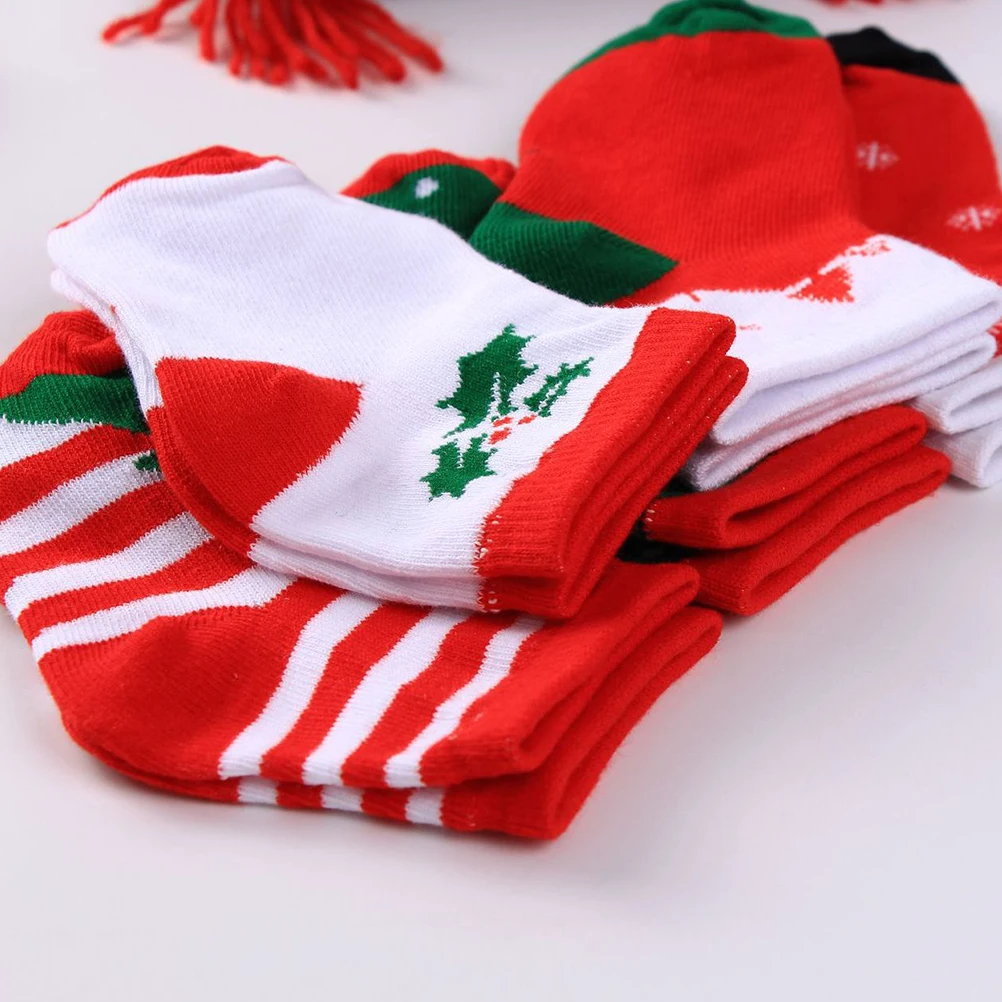 

5 Pairs Christmas Socks Cotton Children's Kids Stocking Festival Toddler Ordinary