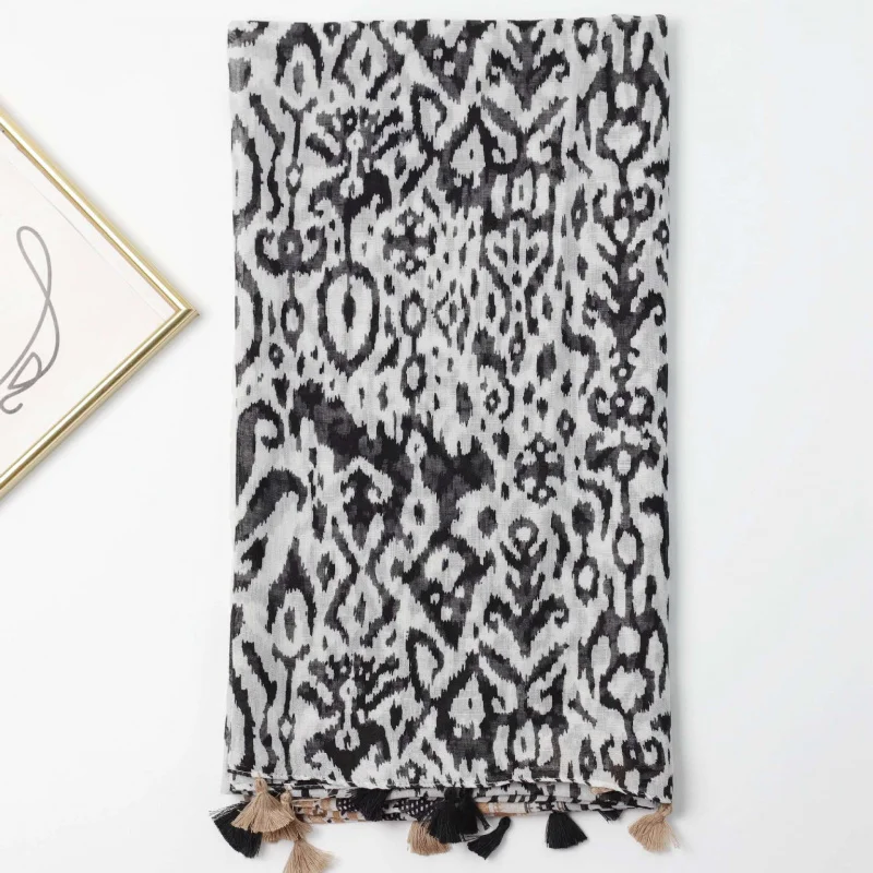 

-Border Прямая трансляция, загадочный шарф с принтом, летняя дорожная шаль, модная универсальная тонкая Sca