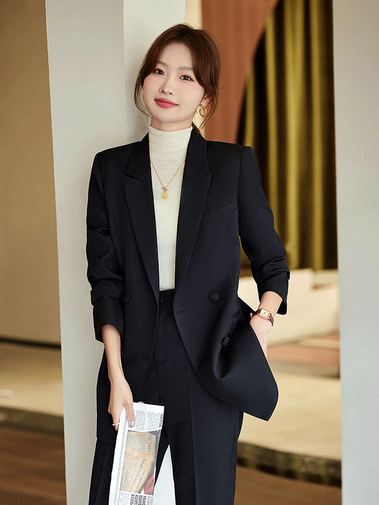 Ele Profional Damespakset Woon-werkkleding Lente Herfst Nieuwe Sle Casual Personali Double Breasted Jas