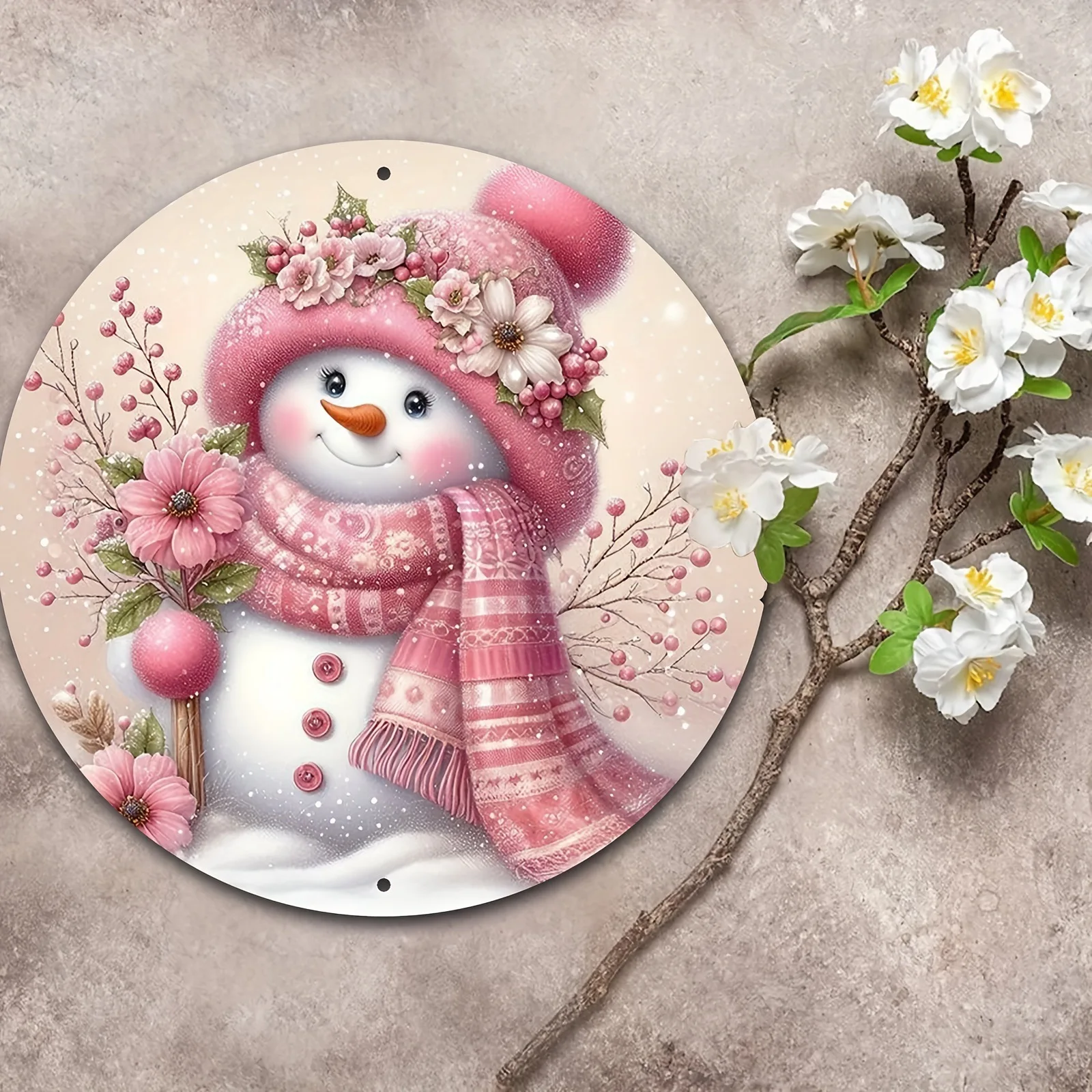 

Snowman girl decorative wreath logo is suitable for home room doors and windows wall porch decoration listing