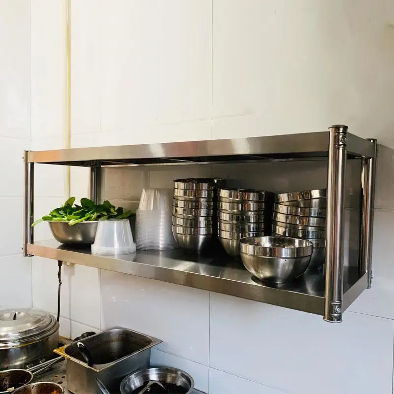 

Double-Layer Wall Mounted Kitchen Storage Rack Stainless Steel Spice Tableware Seasoning Hanging Organizer Rack for Home