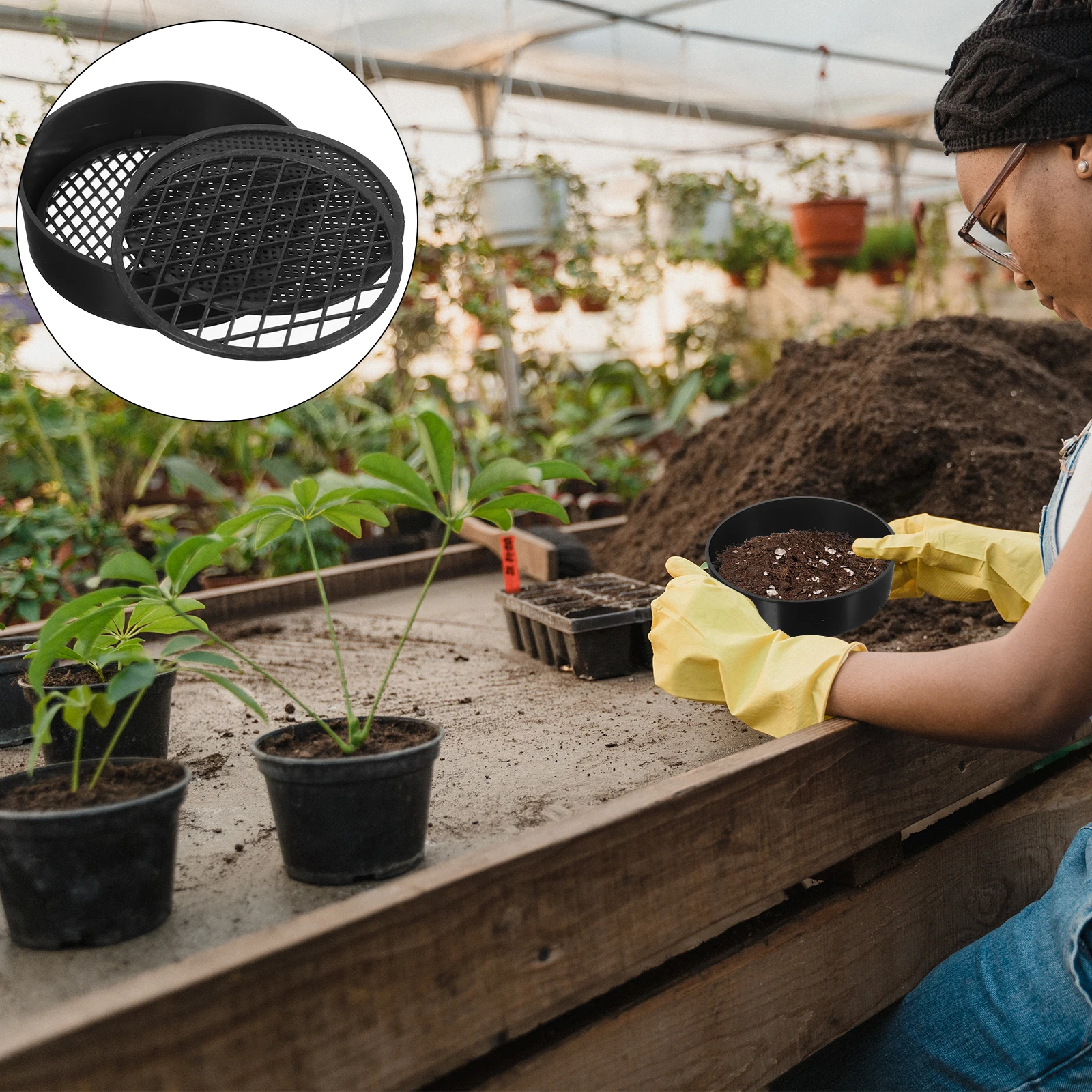

3 set Soil Sieve Set Plastic Sifter Gardening Strainer Reusable Tools For Sand Stone Screening Vegetable Garden Flower Nursery