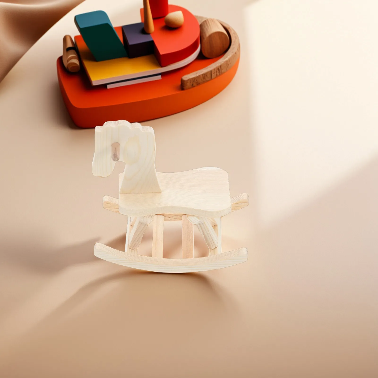 1Set Wooden Rocking Horse DIY Kit for Students Children Unfinished Craft Material Fine Motor Skill Building Classroom Project