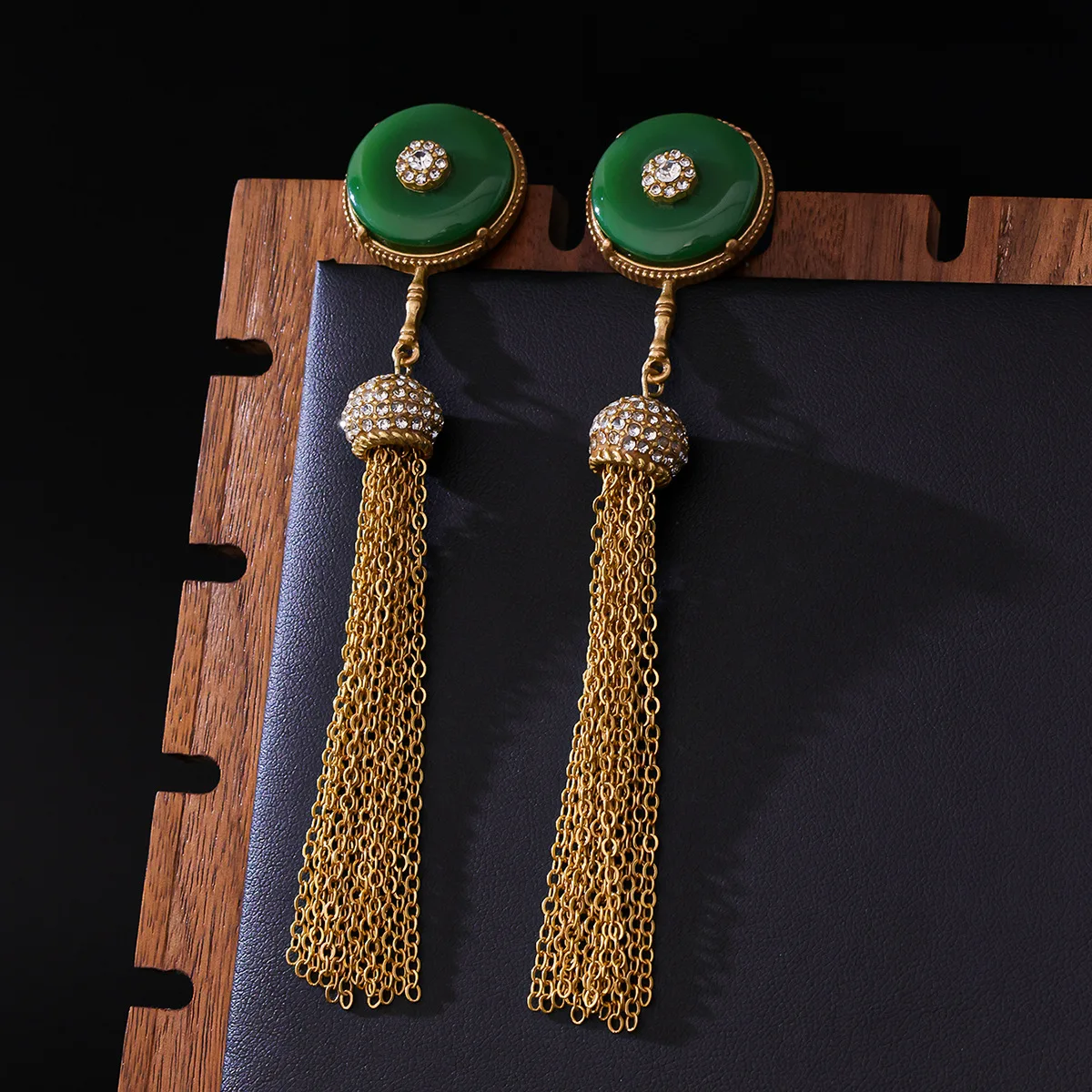 Middle-aged New Chinese Style Tassel Sweeping Shoulder Earrings Retro Vintage Simple Gentle Earrings Peace Buckle Stud Earrings