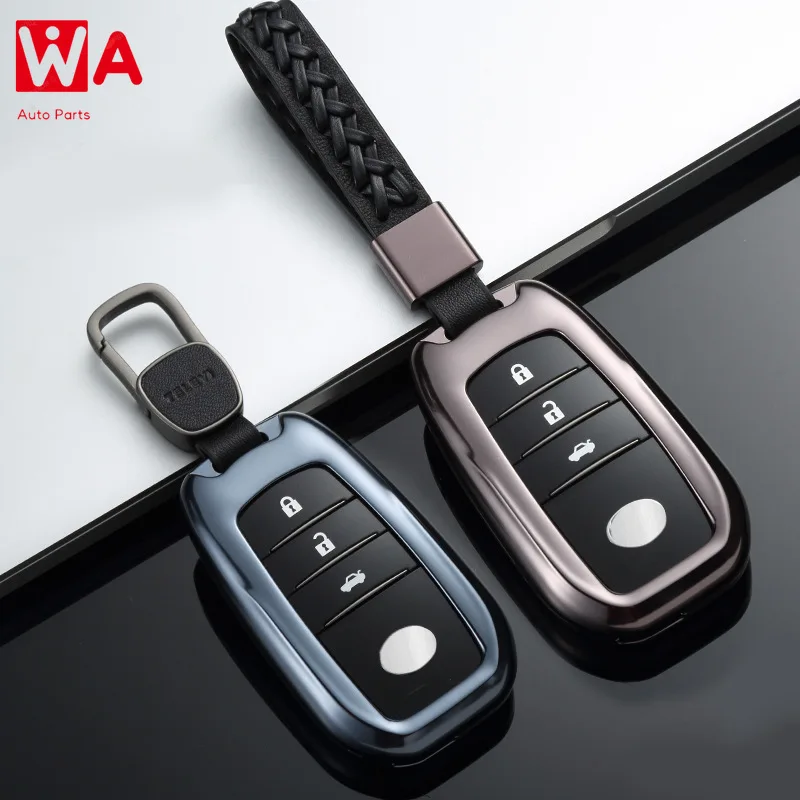 Car Aluminium Alloy Key Holder Cover Case Shell Chain For Toyota Highlander XU50 Camry Corolla RAV4 XA40 Alphard Crown