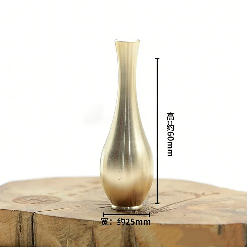 Pure Copper Mini Vintage Vase Ornament Home Decoration Retro Brass Flower Bottle Figurines Modern Light Luxury Decorative Crafts