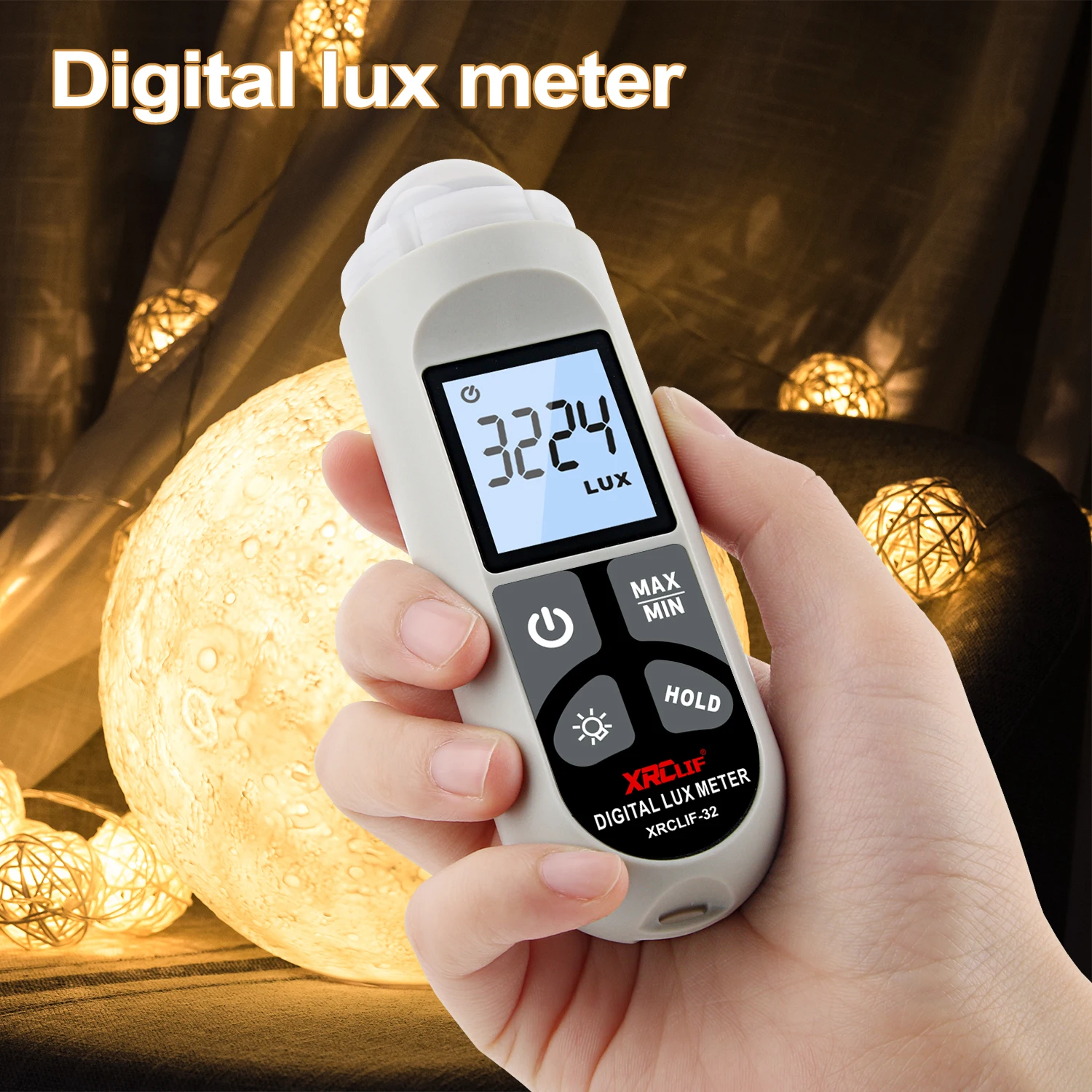 XRCLIF Lux Meter 0.1~200,000lux Light Meter Luxometer Luminometer Lux/Fc Photometer Enviromental Tester