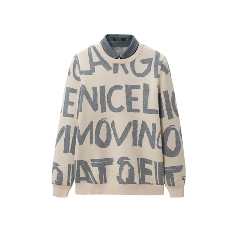 Suéter de Punto para Hombre, Estilo Casual Urbano, Manga Larga, Cuello Redondo, Mezcla de Poliéster, Acrílico y Nailon, Top p...