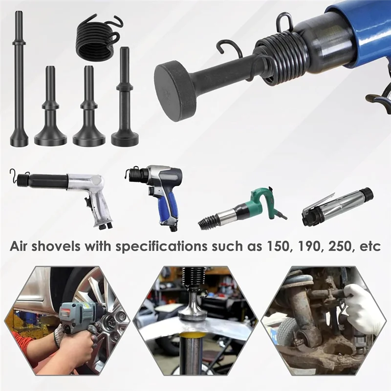 

AA81-Smoothing Air Hammer Bits Set, 5Pcs Air Pneumatic Hammer Tool Kit Air Hammer With Spring For 150, 190, 250 Air Hammer