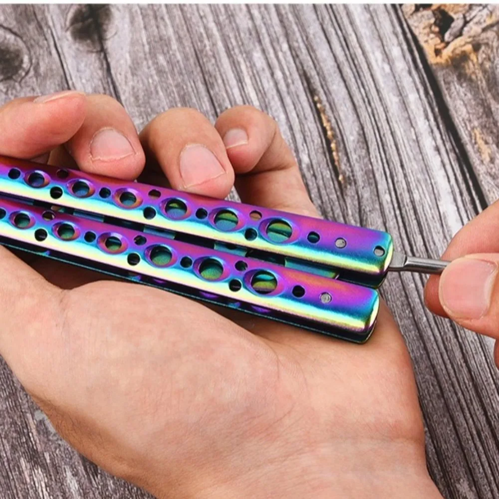 Foldable Butterfly Knife Trainer Stainless Steel Cosplay Accessories Practice Knifes Portable Folding Knife for Outdoor Games