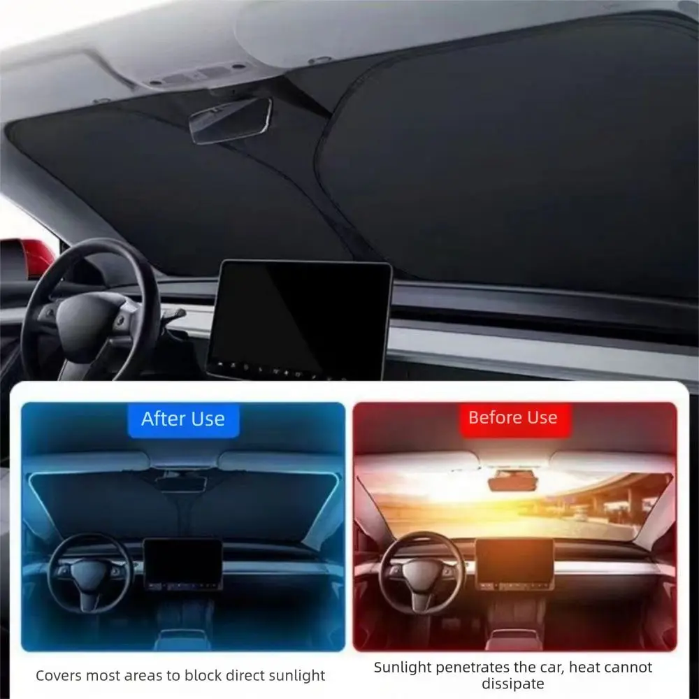 Titanium Silver Car Folding Sun Shade Foldable with Storage Bag Windshield Visor Cover UV Protection Efficient Insulation