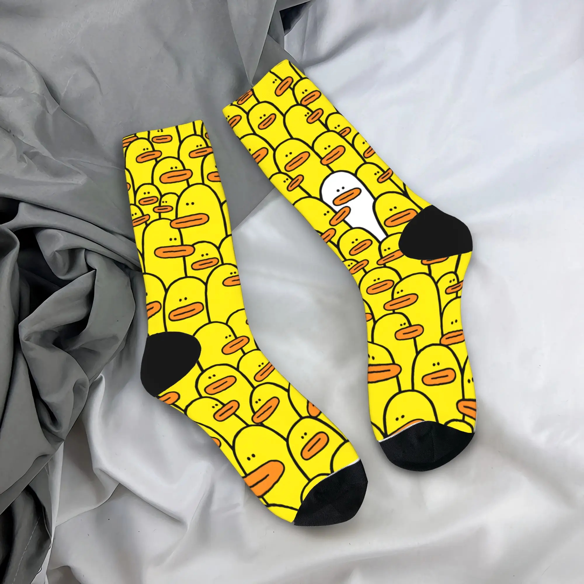 

A Bunch Of Ducks That Are Standing In The Middle Of A Crowd Socks Novelty Stockings Men Warm Soft Skateboard Socks Autumn Socks