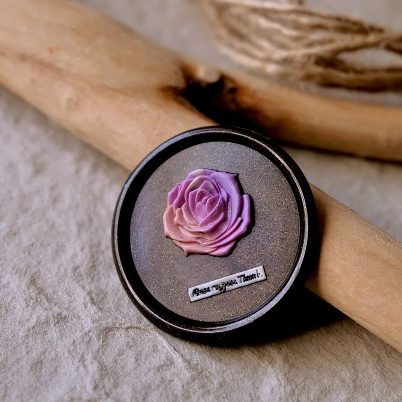 

New Original Vintage Rose Brass Wax Seal Stamp Head Toys Customized 3D Relief Camellia Leaf Sealing Wax For Envelope Closure