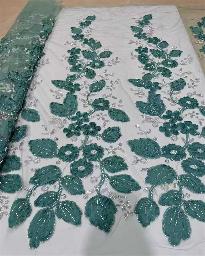 قماش دانتيل تول أفريقي 2025 قماش ترتر شبكي فرنسي خياطة تطريز مع خرز دانتيل تول شبكي فستان نيجيريا