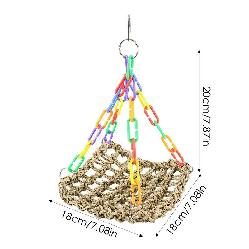 Bird Cage Hammock Swing Toy Woven Cage Hammock Parrot Swing Toy Teeth Care Bird Climbing Hammock For Medium Parrots Parakeets