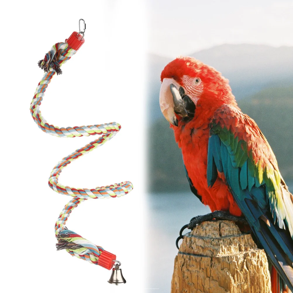 

1.6m Parrot Climbing Rope Strong Colorful Cotton Swing Perch for Small Birds Balance Coordination Skill Development