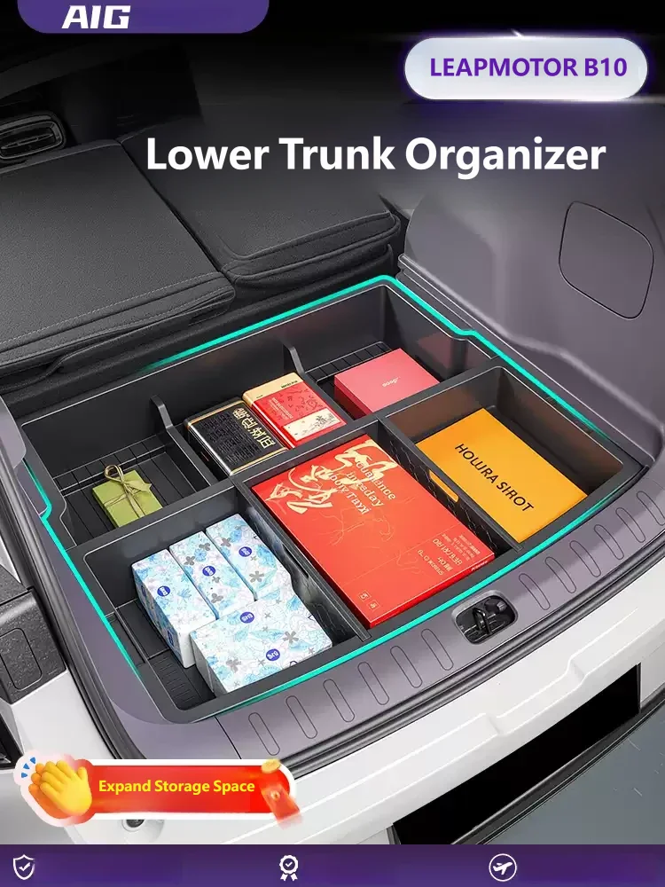For LEAPMOTOR B10 2025 2026 Car Rear Trunk Organizer Box Expand Storage Customized Large Capacity Spare Gap Filler Accessories