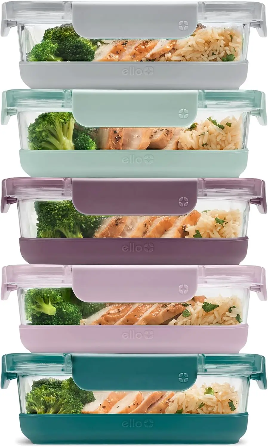 

10-Piece Glass Meal Prep Containers with Silicone Boot and Airtight Lids, Dishwasher, Microwave, Freezer Safe