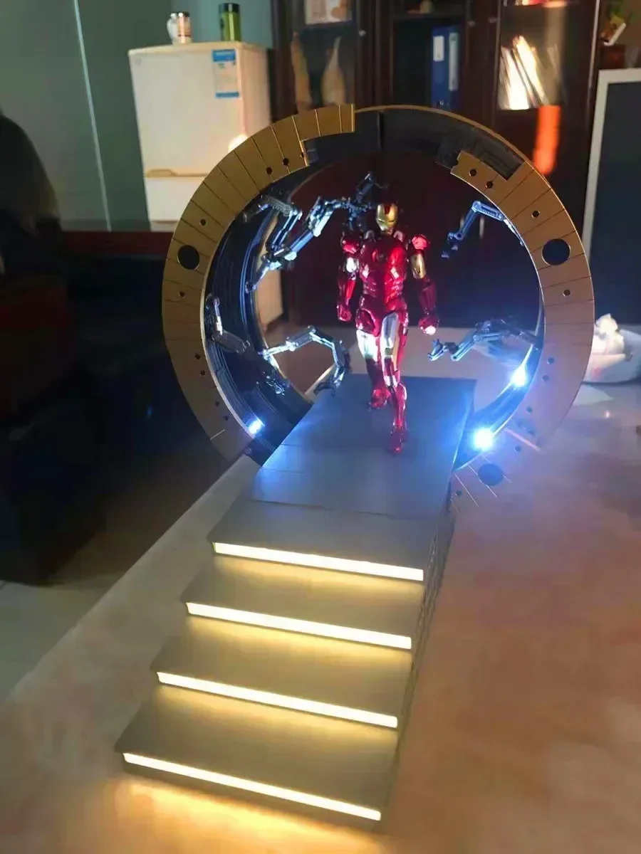 

1/12 супергерой Ironman, кольцевая модель, фигурка, костюм, регулируемый канал, эффект освещения, коллекционный детский подарок на день рождения