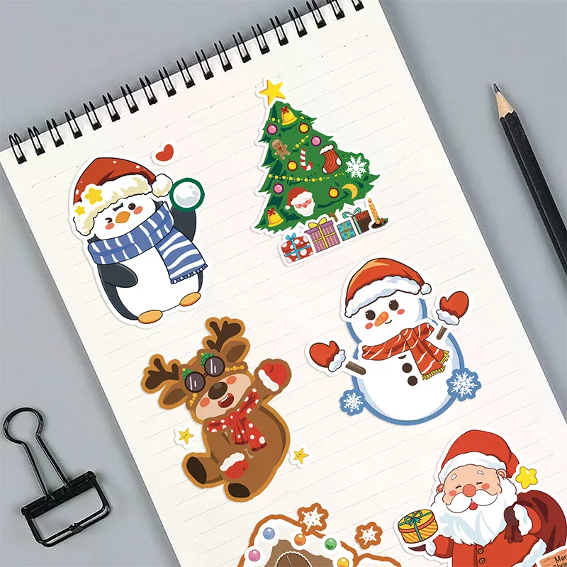 16pcs Christmas Puzzle Stickers Make A Face Santa Claus DIY Waterproof Kids Jigsaw Games Sticker Children Party Decor Toy