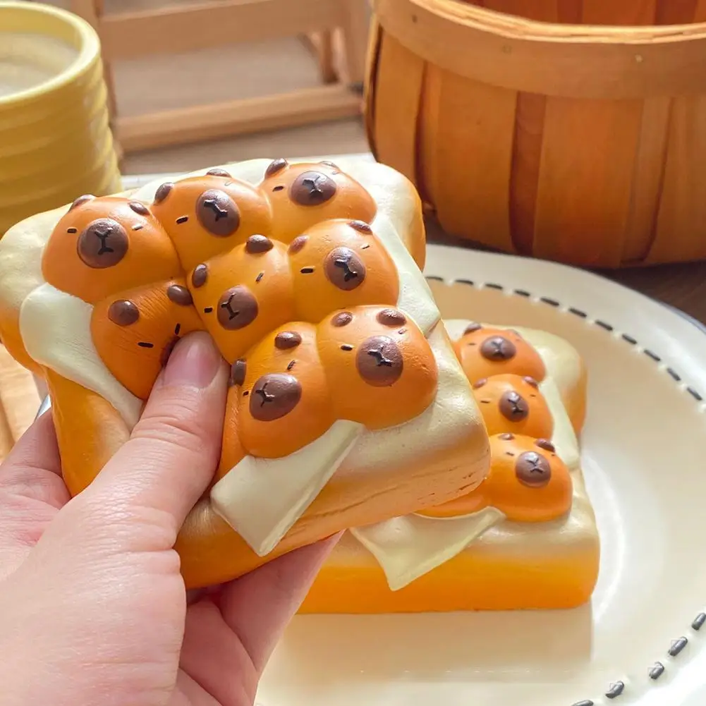 Cute Capybara Toast Bread Slow Rising Squeeze Toy Pop Bubble Stress Relief Squishy Toys for Kids Capybara Stress Relief Toys