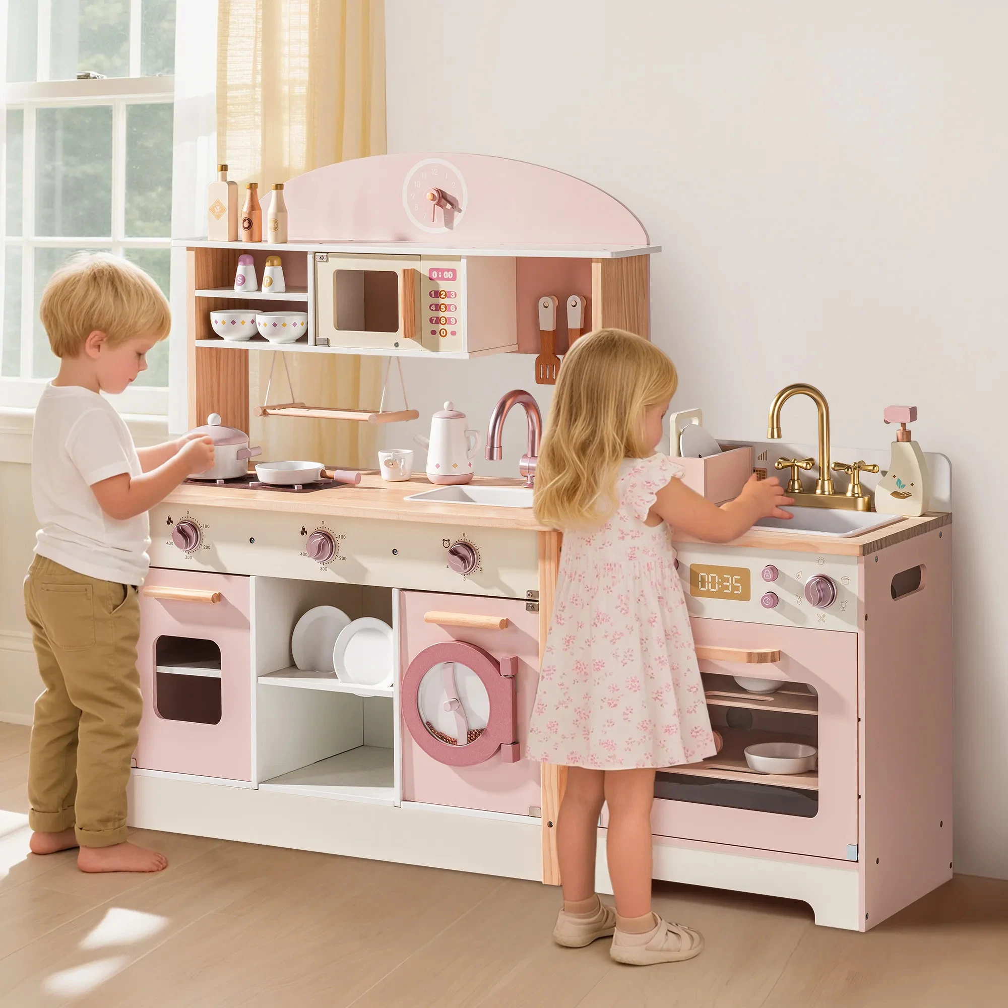 Robud Kids Wooden Pink Play Ki - Kids Outdoor Mud Kitchen Accessories review and price