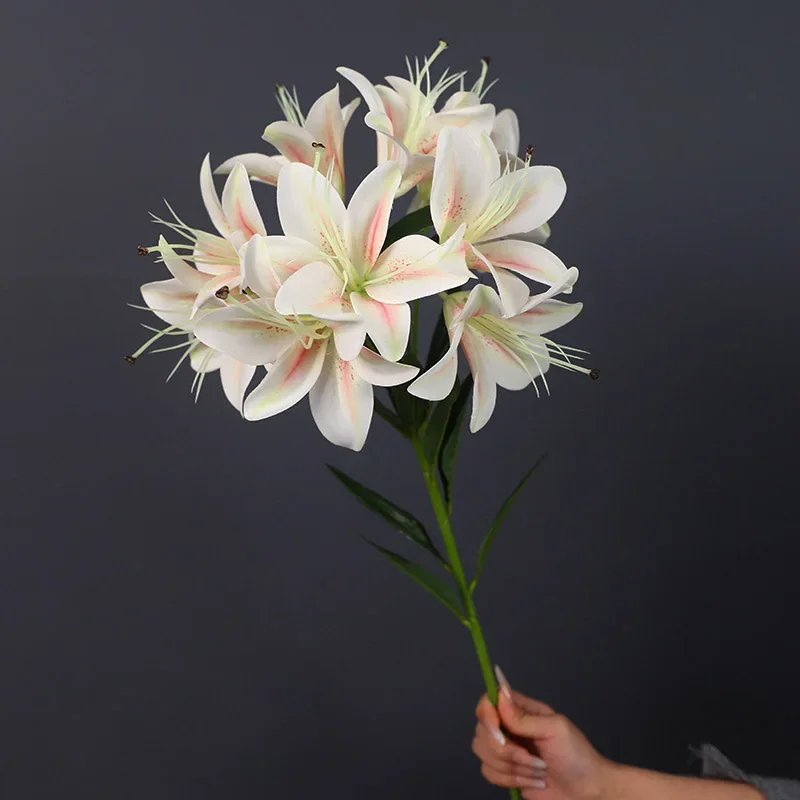 

1 Bundle Simulated 10 Heads Long Branches Lily Wedding , Entrance Decoration, Photography Props, Silk Flower Bouquet Floral foam