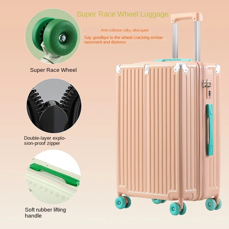 KO-KU 2024New Luggage Female Collapsible Cup Holder Collision Colour Trolley Case Mute Password Box Student Suitcase 20/22/24/26