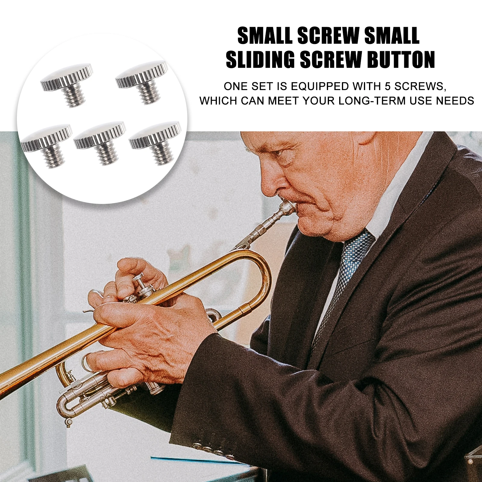 

5 pcs Sliding Button For Trumpet Metal Piston Screw Smooth Surface Trumpet Accessories Set Slide Finger Ring Screw