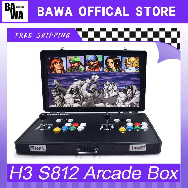 H3 S812 Retro Double Rocker Folding Portable Pandora Arcade Moonlight Box 24inch Home Game Fighting Custom Double Game Machine