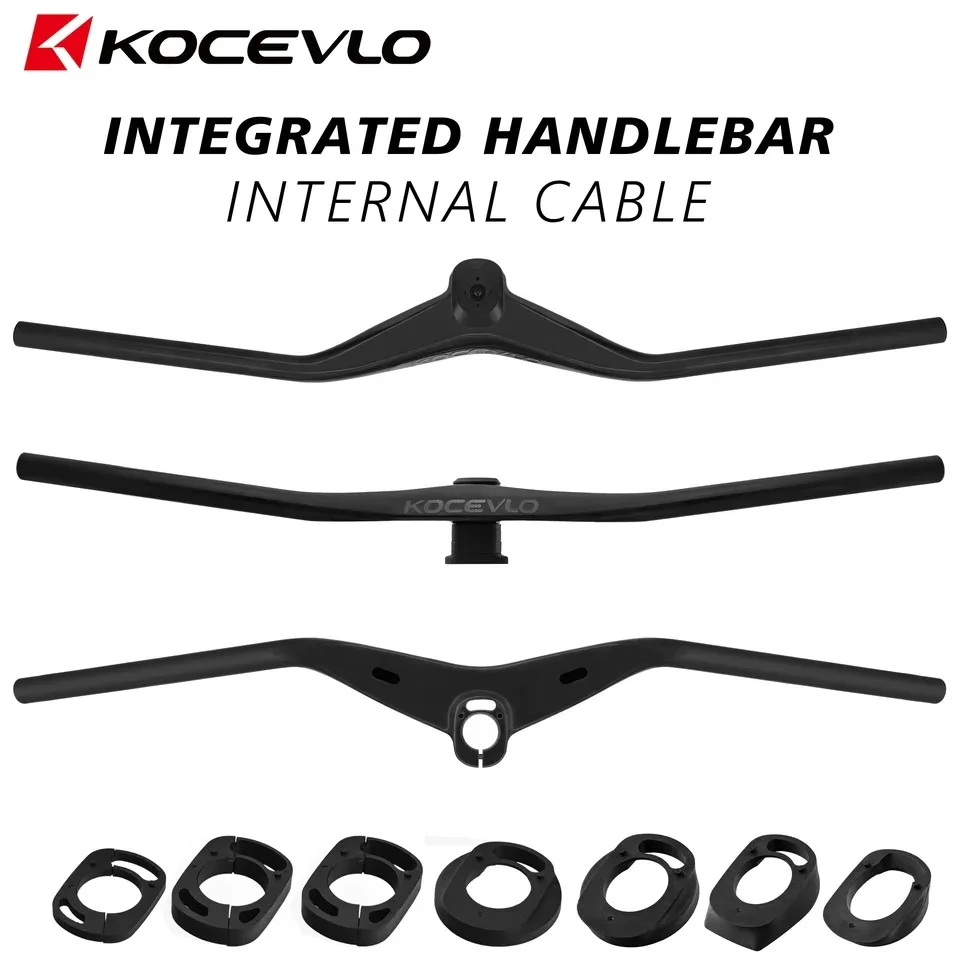 

KOCEVLO Carbon Fiber Integrated MTB Handlebar Internal Routing XC Bike Bar with Computer Mount