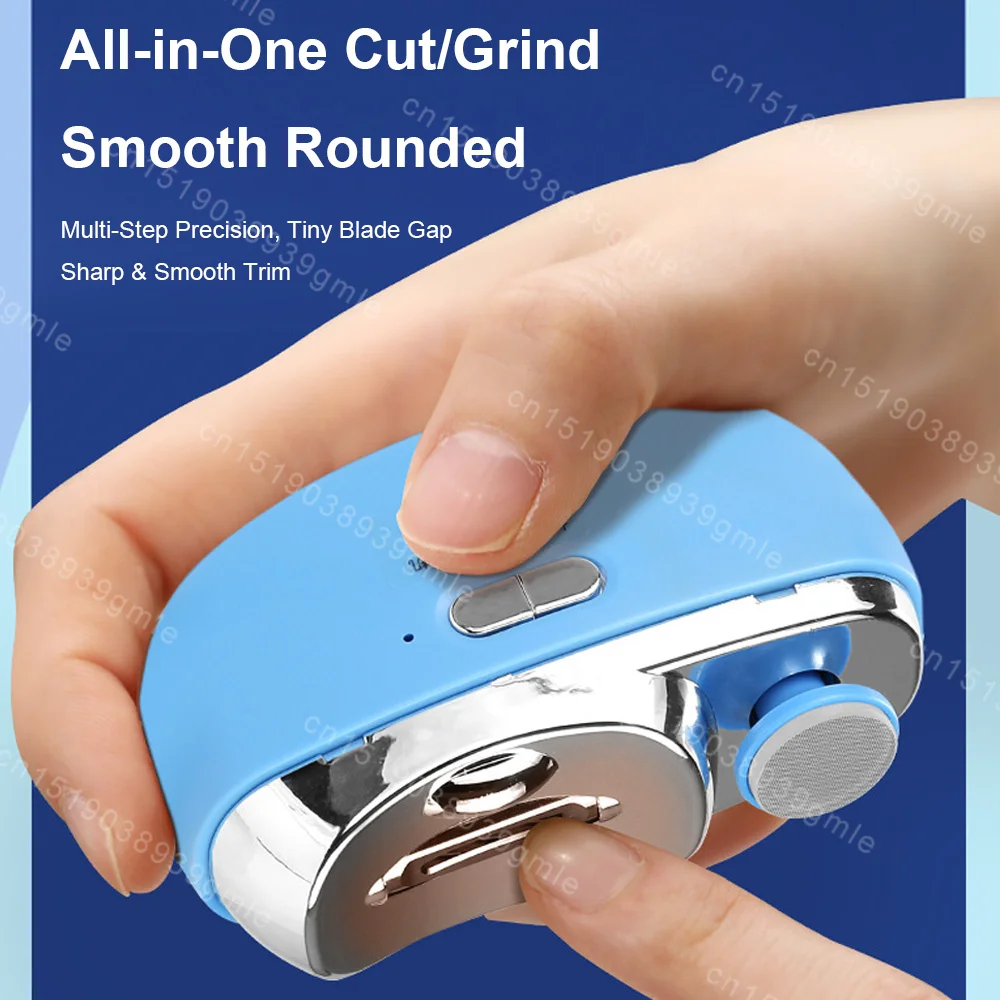 Elektrische automatische nagelknipper met lichte vingernagelsnijder en polijstmachine USB oplaadbare veiligheidsvingernageltrimmer voor baby's