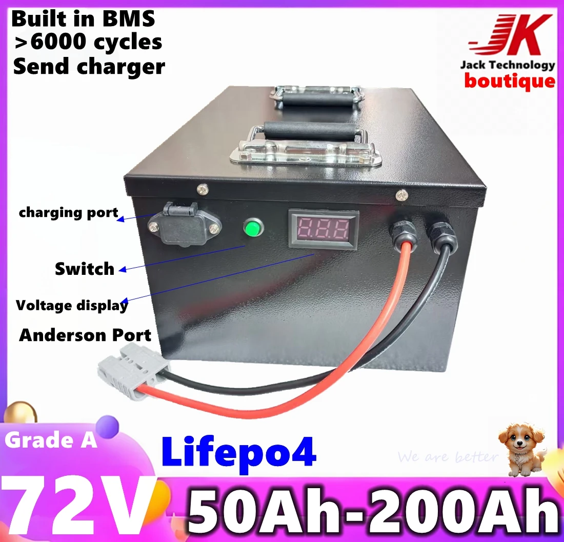 72V 100Ah120Ah 150Ah 200Ah Lifepo4 battery bluetooth BMS APP for 5000W 8000W Van Golf cart Motorcycle Minicar tricycleEV
