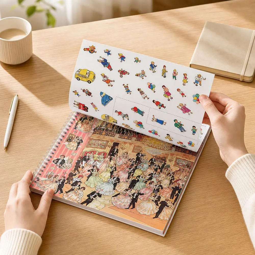 Kawaii Design 3D Scenery Stickers Pre Cut Stickers Spiral Bound Stacking Sticker Book Repositionable Cartoon Pattern