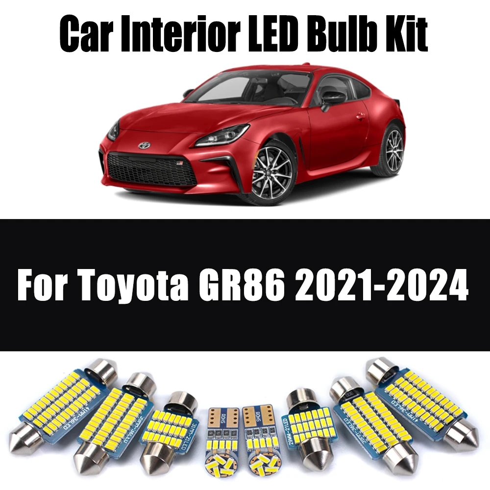 

Комплект из 10 светодиодных ламп для внутреннего освещения салона (зеркала, багажника, карты, потолка, чтения) для Toyota GR86 2021-2024 гг.