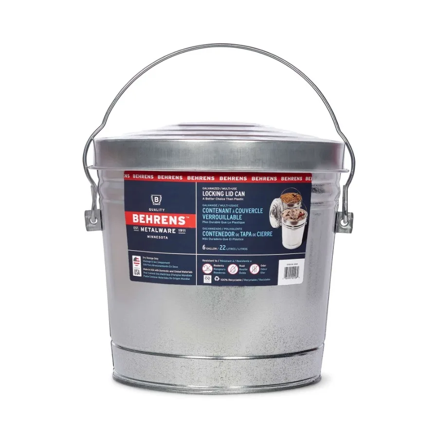 

Galvanized Steel Locking Lid Storage Can with Secure Seal for Long-Term Outdoor and Indoor Use Ideal for Tools Garden Supplies