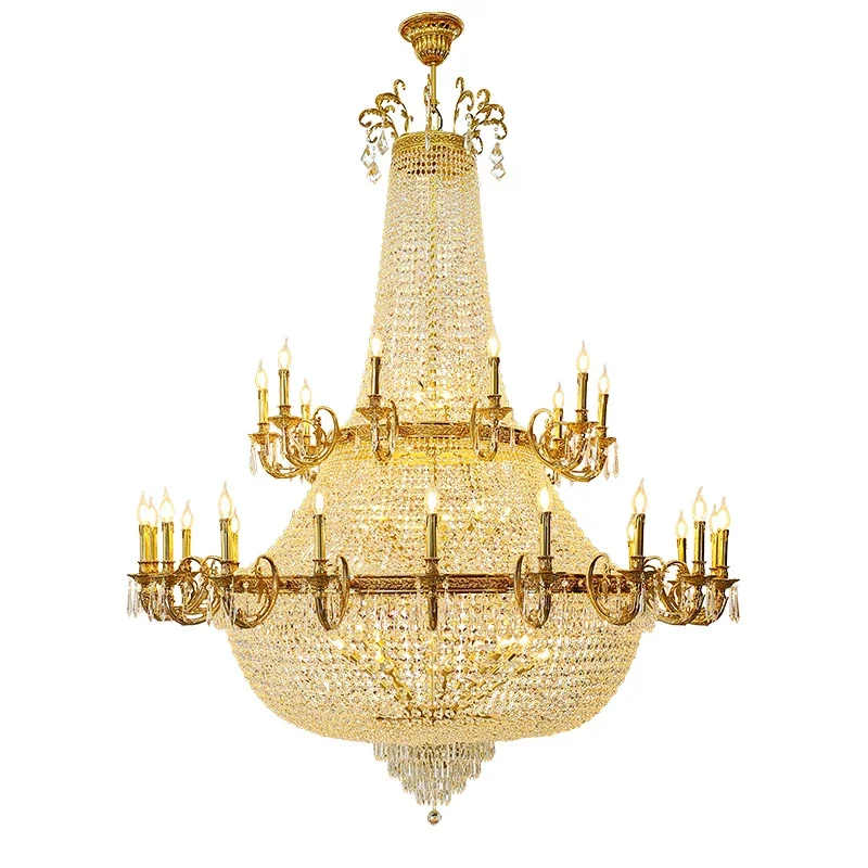 European Luxury Hanging Lamp Empire Chandelier Maira Theresa K9 Crystal Large Gold Chandelier