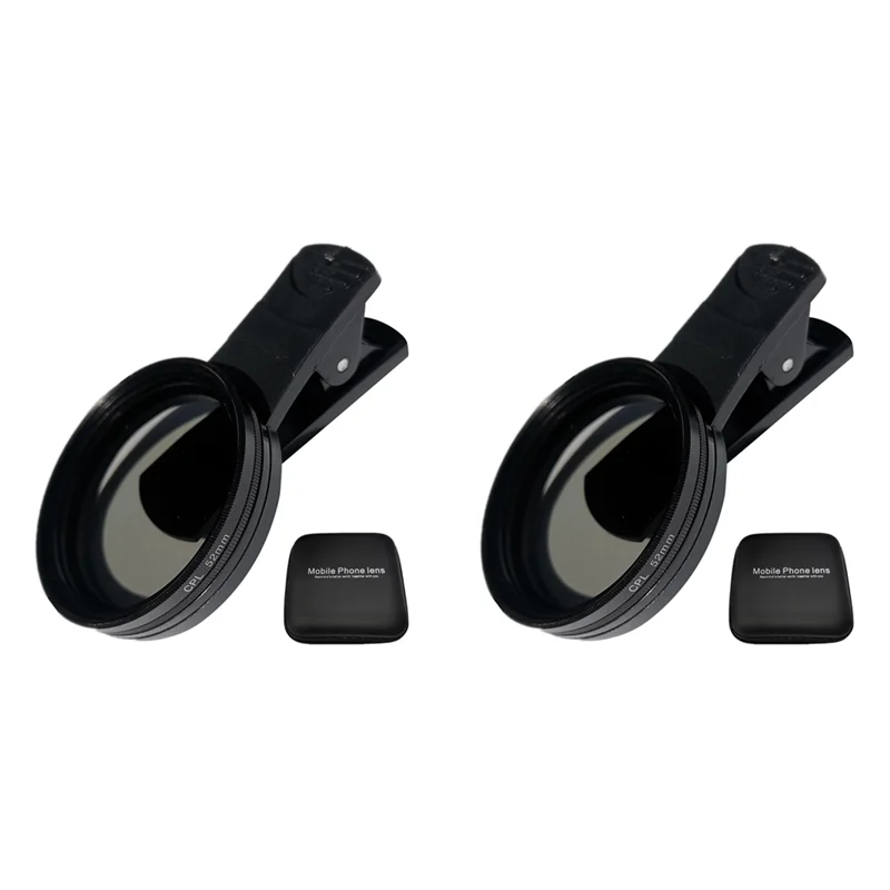 2 Sets 52Mm Universal Phone Polarizer CPL Phone Camera Lens Filter Kit Compatible With Iphone And Android Smartphones