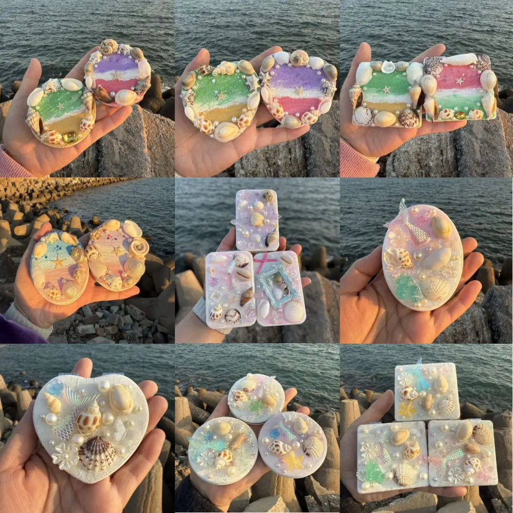 Double-sided Makeup Mirror Cute Sea Shell Compact Cosmetic Mirror Elegant High Definition Surface Hand Small Mirror Women