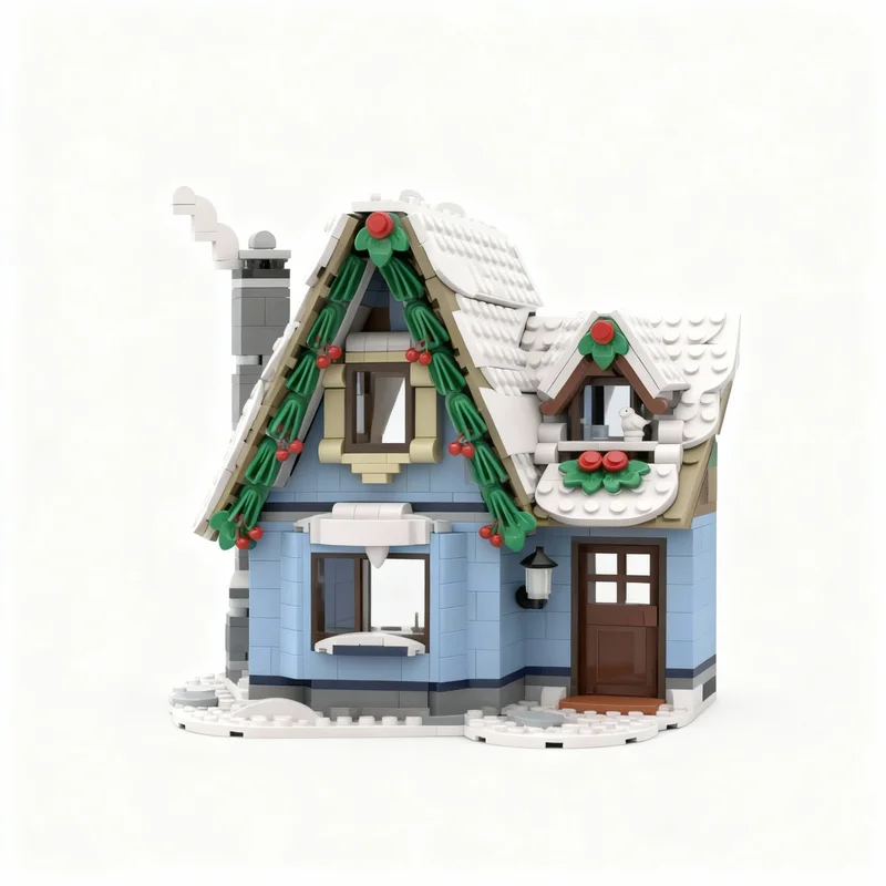 975pcs MOC Little Town House Seasonal Christmas Model Building Blocks Construction Toy Christmas Gifts DIY Creative Idea Brick