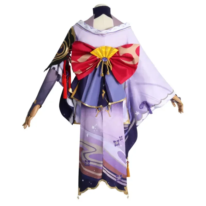 MN1 Amine Genshin Impact Raiden Shogun Косплей Костюм Баал Парик Обувь Костюмы на Хэллоуин для женщин Кимоно Платье Униформа C8/yG