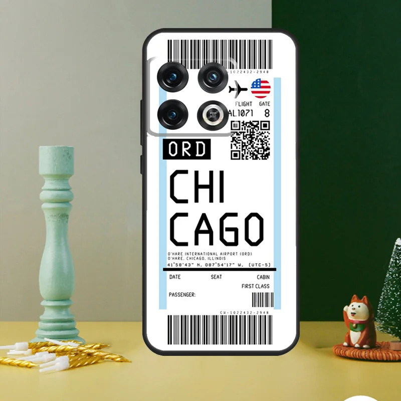 London New York Miami Flight Ticket Phone Case For OnePlus 13 12 11 9 10 Pro 13R 12R 8T 9RT 10T 10R Nord 4 CE 2 3 Lite N20 N30