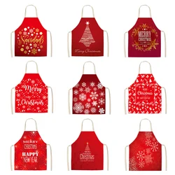 66x47cm Kitchen Household Adult Stain Resistant Apron Merry Christmas Sleeveless  Tree Overalls