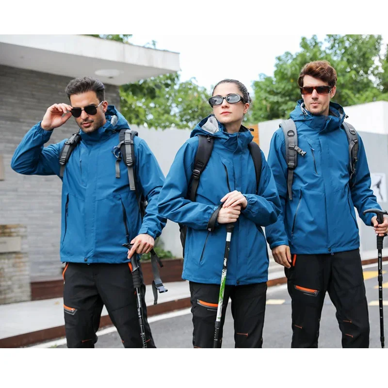 Winter Outdoor Hiking Jacket Ski Men Windproof Waterproof Mountaineering Climbing Camping 2 In 1 Fleece Coat Keep Warm