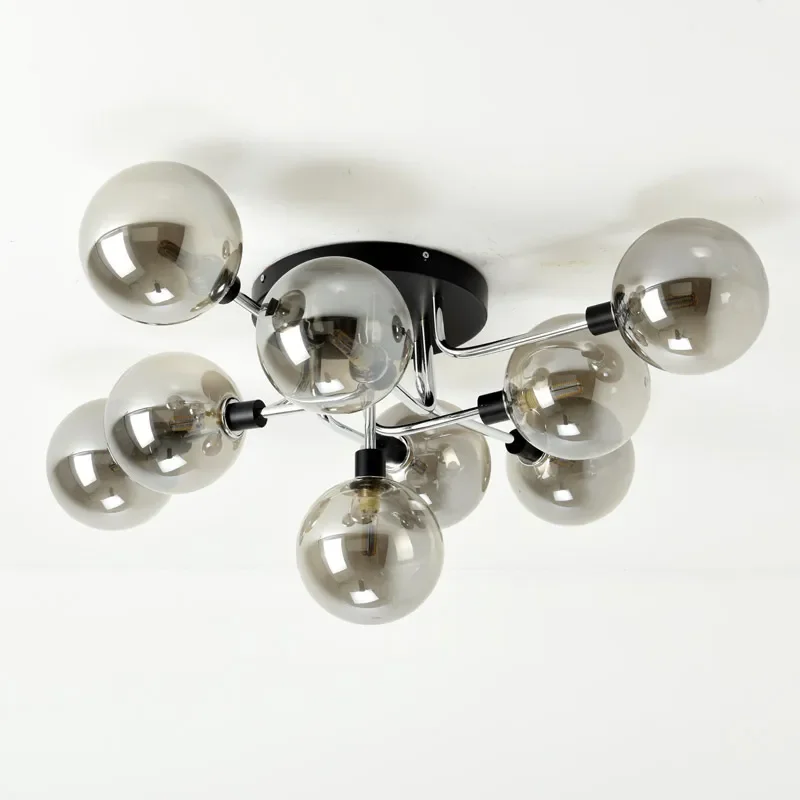Nordic Electroplating Wrought Iron LED Ceiling Lights Glass Ball Lampshade Living Room Bedroom Restaurant Kitchen Hanging Lamps