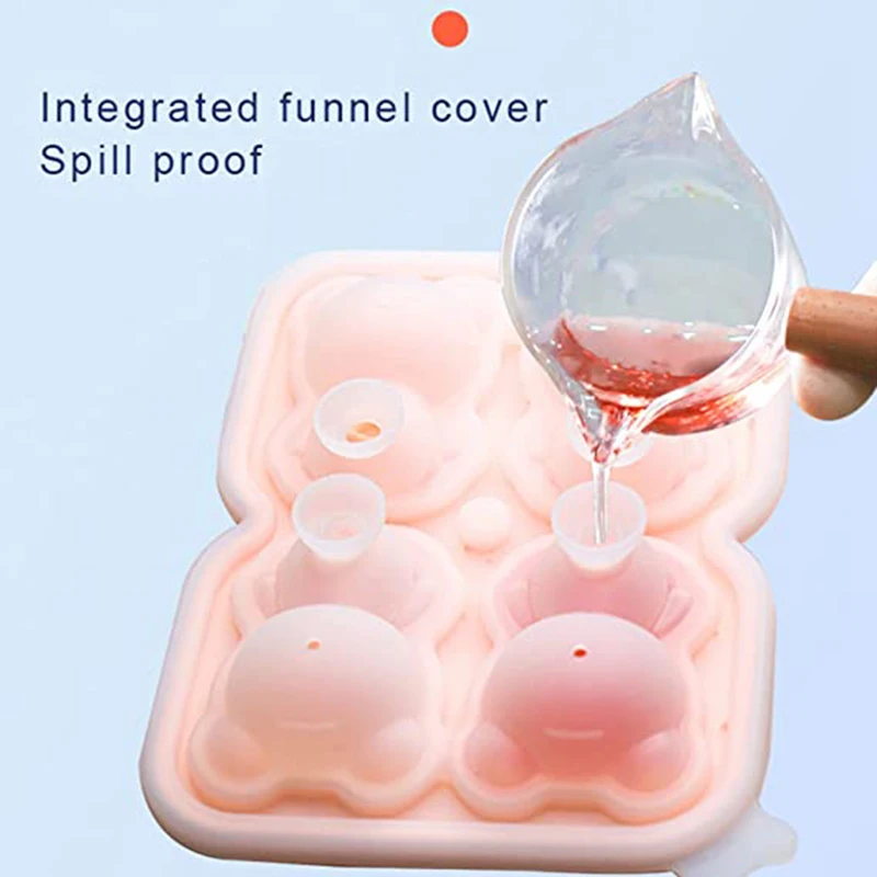 Cute Teddy Bear Ice Cube Making Mold Splash Proof Easy Release Container Refrigerator   Freezer for juice coffee drinking